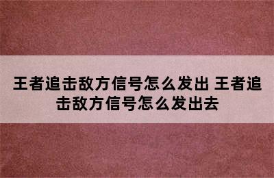 王者追击敌方信号怎么发出 王者追击敌方信号怎么发出去